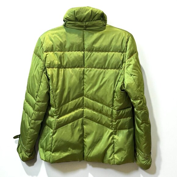 FEYEM Real Goose Down Filled Puffer Jacket Green Made in Italy Women's Size M - Picture 3 of 6